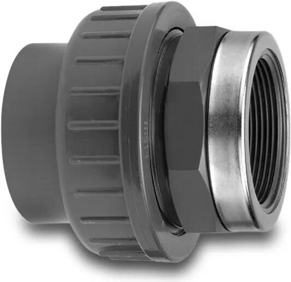 VDL Verschraubung PVC-U 90 mm x 3" Klebemuffe x Innengewinde 10bar Grau Typ
