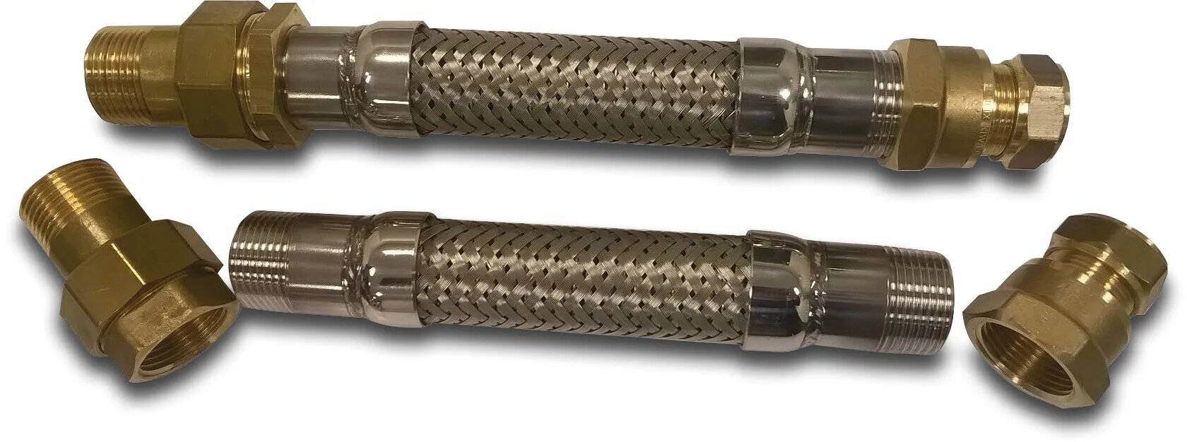 DAB Flexibler schlauch Edelstahl 1" Außengewinde x Innengewinde 25cm Edelstahl Typ-1