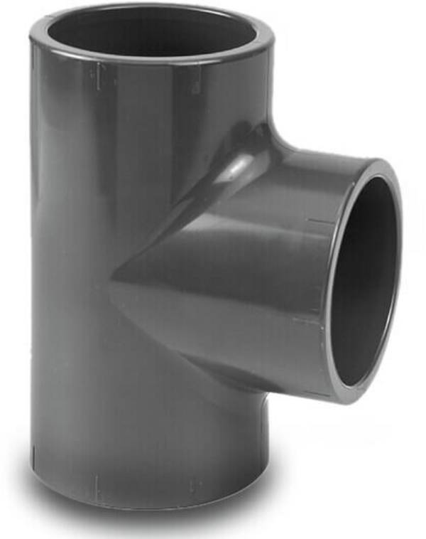 VDL T-Stück 90° PVC-U 90 mm Klebemuffe 10bar Grau