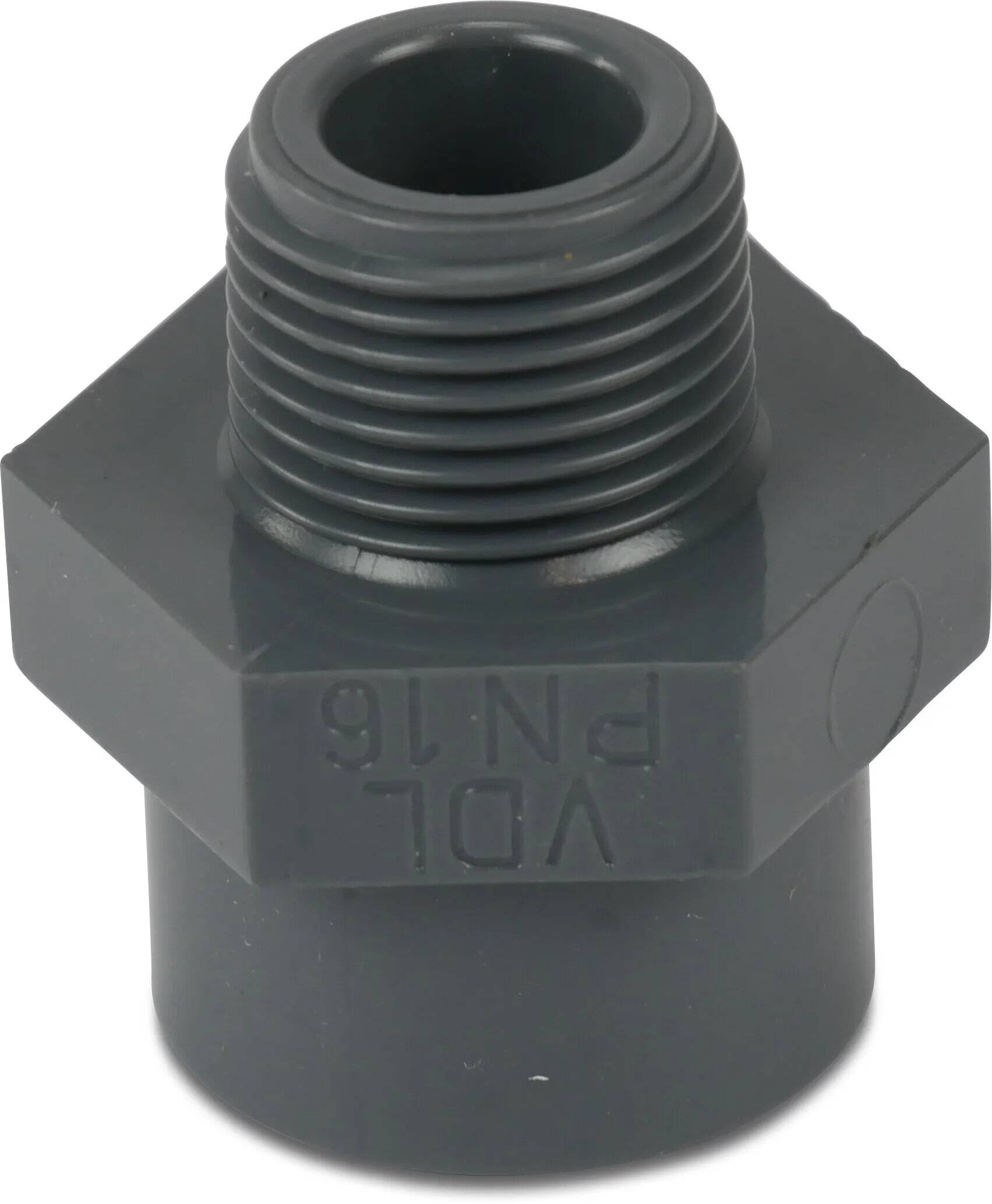 VDL Übergangsadapter PVC-U 12/16 mm x 1/4" Klebemuffe/Klebestutzen x Außengewinde 16bar Grau Typ