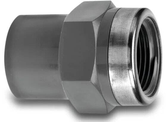 VDL Übergangsadapter PVC-U 50/63 mm x 2" Klebemuffe/Klebestutzen x Innengewinde 16bar Grau mit