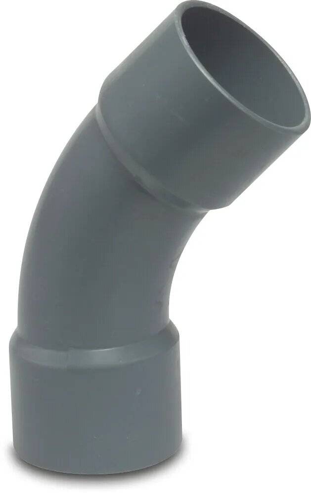 Profec Bogen 45° PVC-U 140 mm Klebemuffe 12,5bar Grau Typ aus Rohr-0
