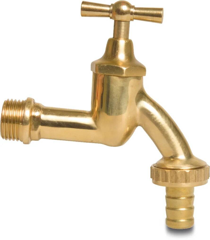Profec Auslaufventil Messing Poliert 1" x 25 mm Außengewinde x Schlauchtülle-0