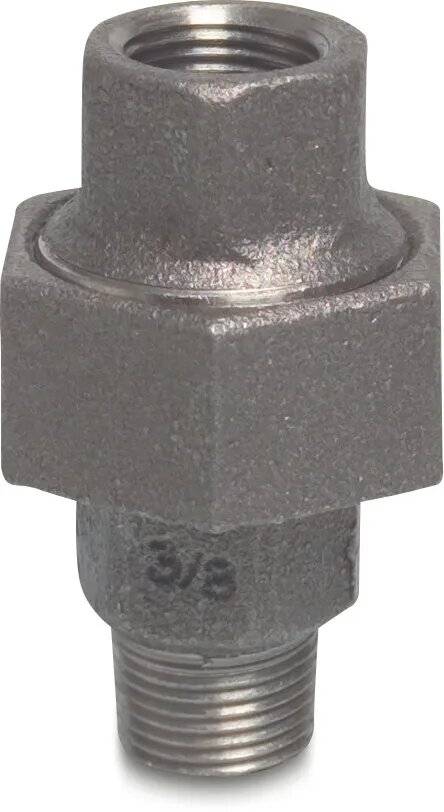Profec Nr. 341 Verschraubung Gusseisen Schwarz 3/4" Innengewinde x Außengewinde 25bar DVGW Typ-0