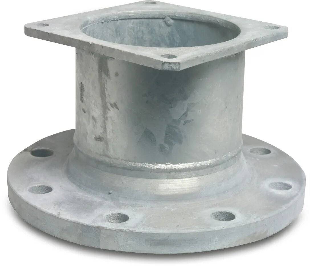 Übergangsstück Stahl Verzinkt 8" x DN200 Quadratflansch x DIN Flansch 10bar DN200-0