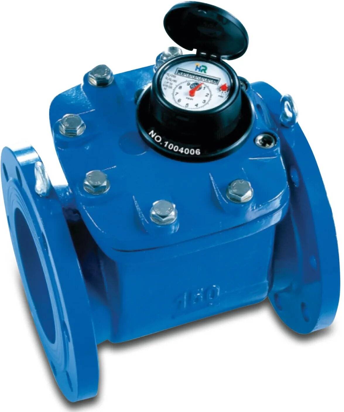 Azud Wasserzähler Trockenläufer Messing DN80 DIN Flansch 16bar Blau MID Typ-1