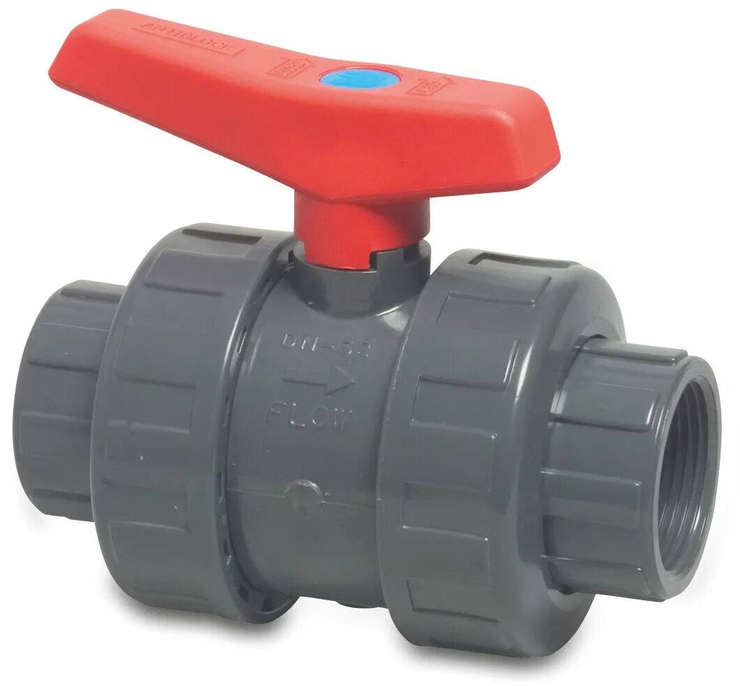 Profec Kugelhahn PVC-U 3/8" Innengewinde 10bar DN15 Grau Typ-0