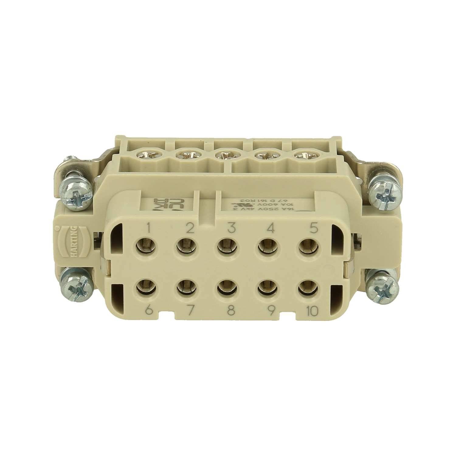 HARTING Han 10A Buchseneinsatz (F) Schraubanschluss, 10-polig+PE 250V, 16A - 1 Stück-0