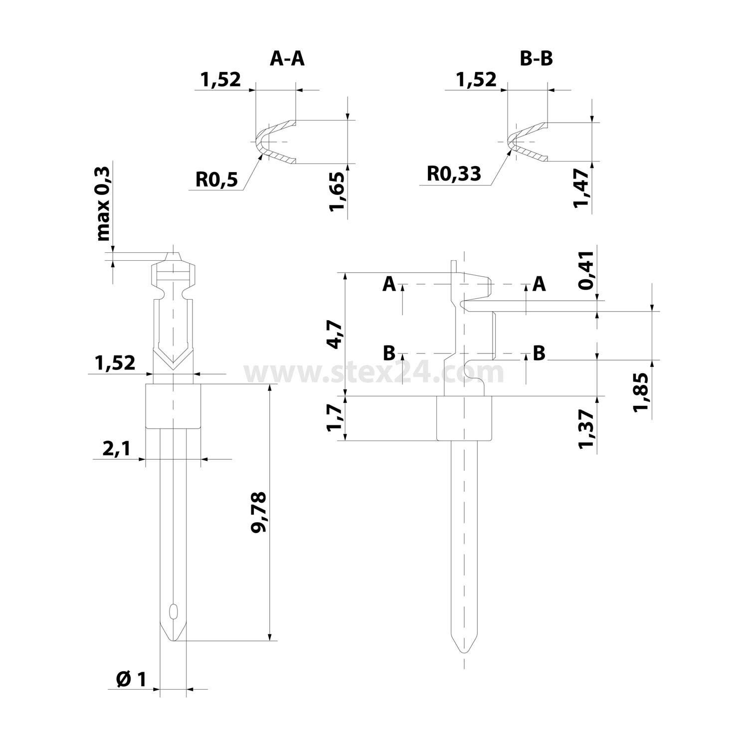 Symbolbild für HARTING D-Sub Crimpkontakt Kontaktstift (M) 0,09mm² - 0,25mm² AWG28 - AWG24 gold/silber, 1 Stück