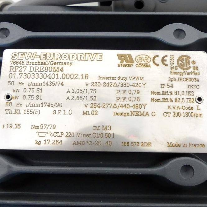 SEW-Eurodrive Getriebemotor RF27 DRE80M4 (01.7303330401.0002.16)-1