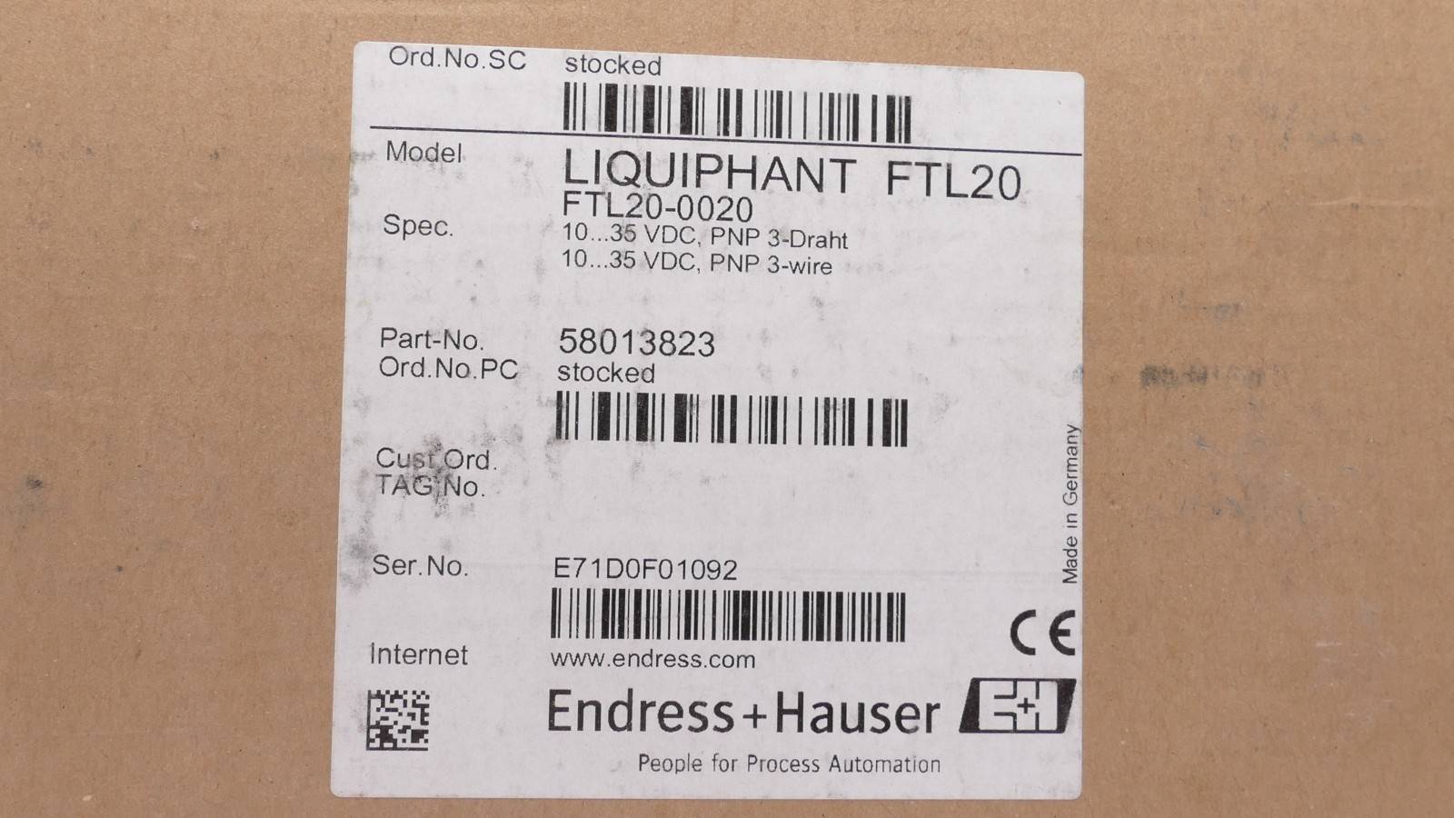 Endress+Hauser Endress+Hauser Liquiphant FTL20 Füllstandgrenzschalter | 58013823 | FTL20-0020 Endress+Hauser Liquiphant-3