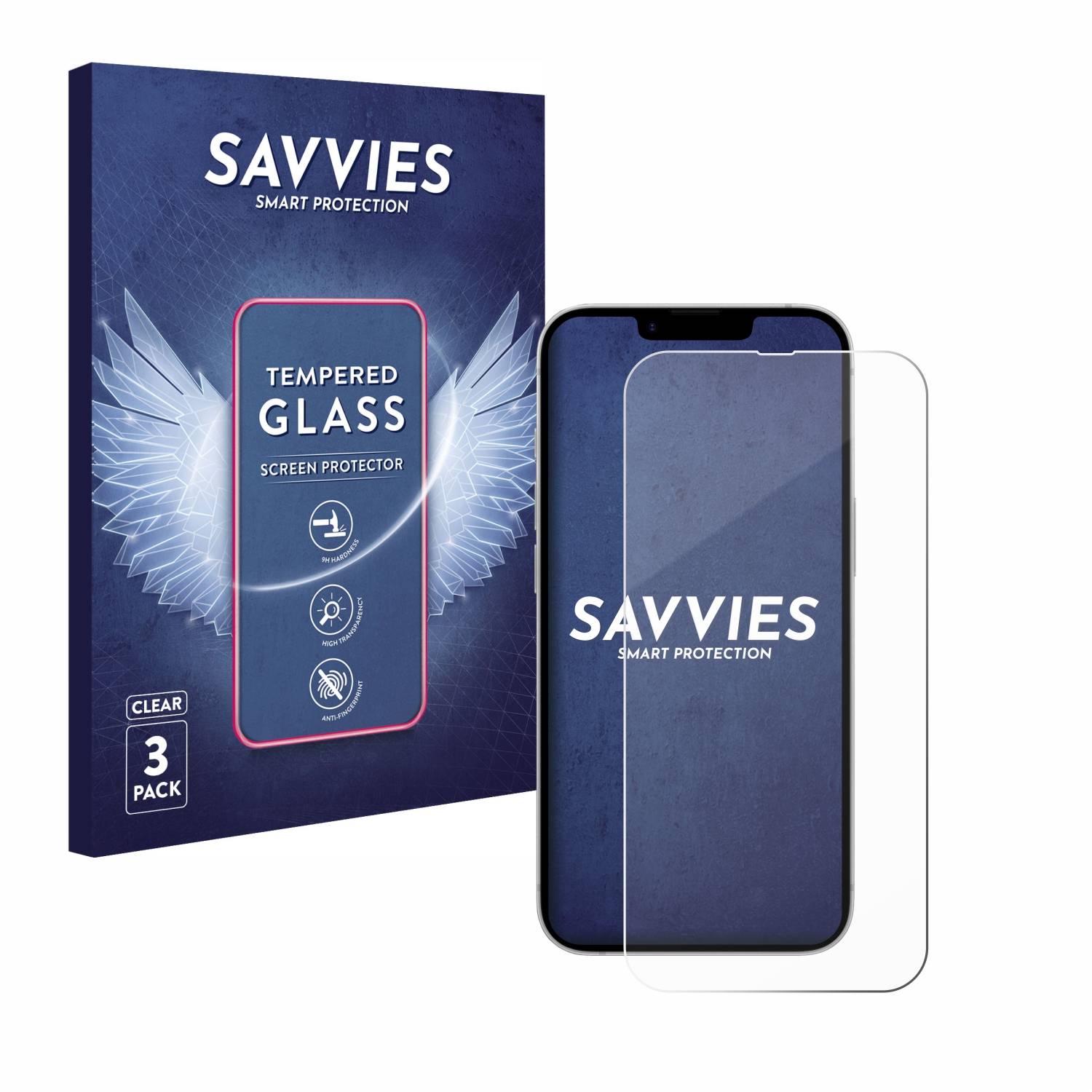 3x Savvies Schutzglas für Apple iPhone 13 / 13 Pro Echtglas 9H-Härte klar-4