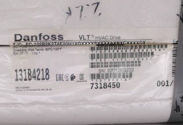 Danfoss Danfoss VLT 131B4218 HVAC Drive FC-102P2K2T4E20H1XGXXXXSXXXXAXBXCXXXXDX 2.2Kw Danfoss VLT 131B4218 HVAC Drive FC-0