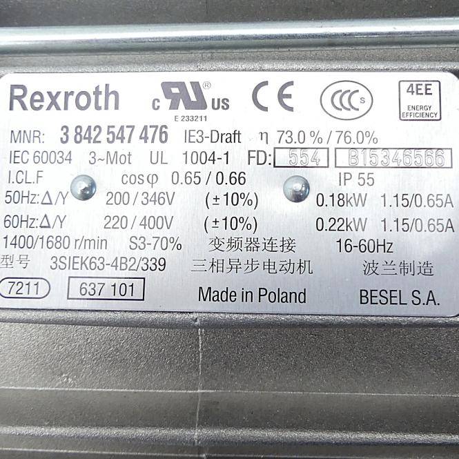 Rexroth Drehstrommotor 3SIEK63-4B2/339 (3 842 547 476)-2