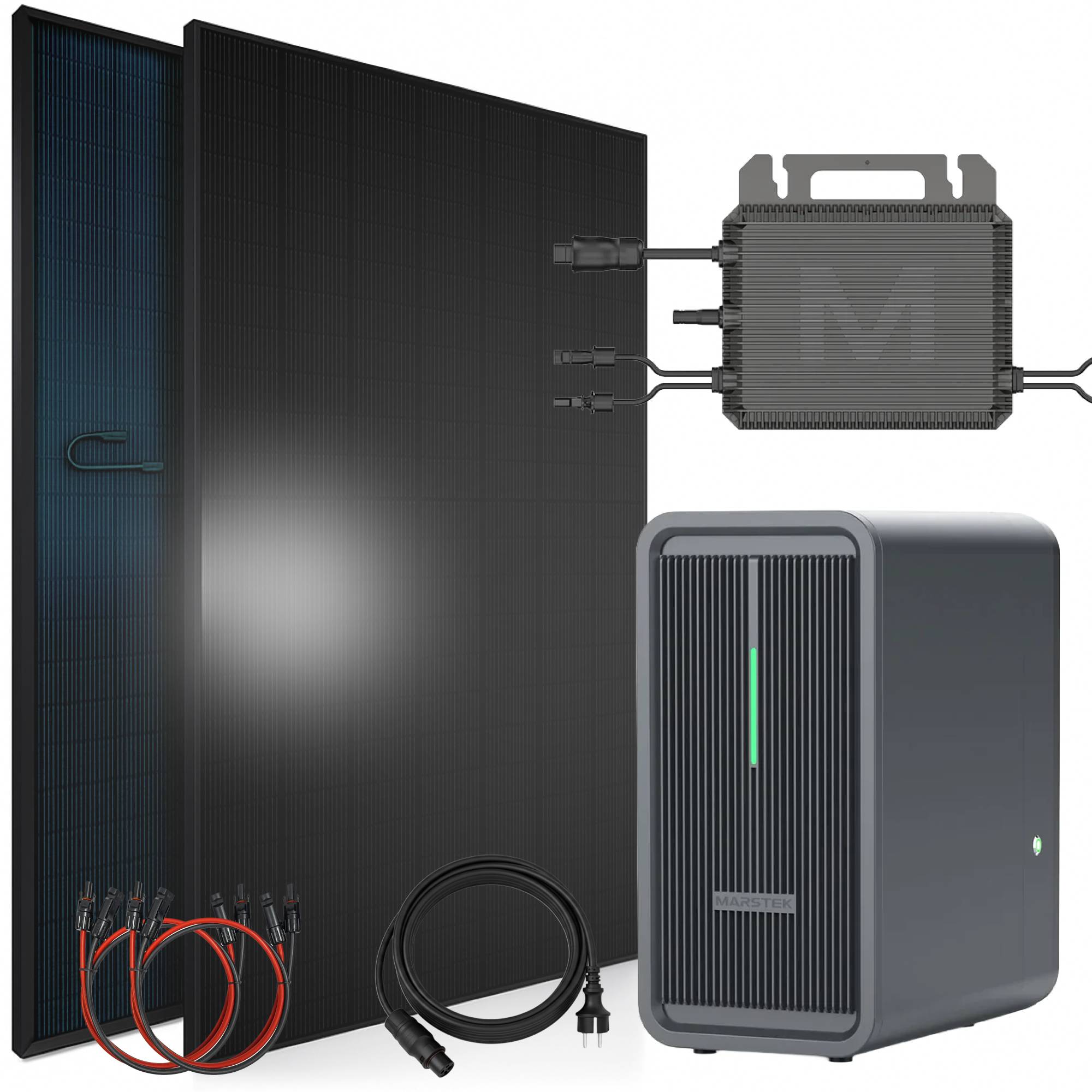 Balkonkraftwerk 920 / 800 Watt mit Marstek B2500-D 2.24 kWh Solarspeicher, BIFAZIAL FULLBLACK komplett Steckdose-0