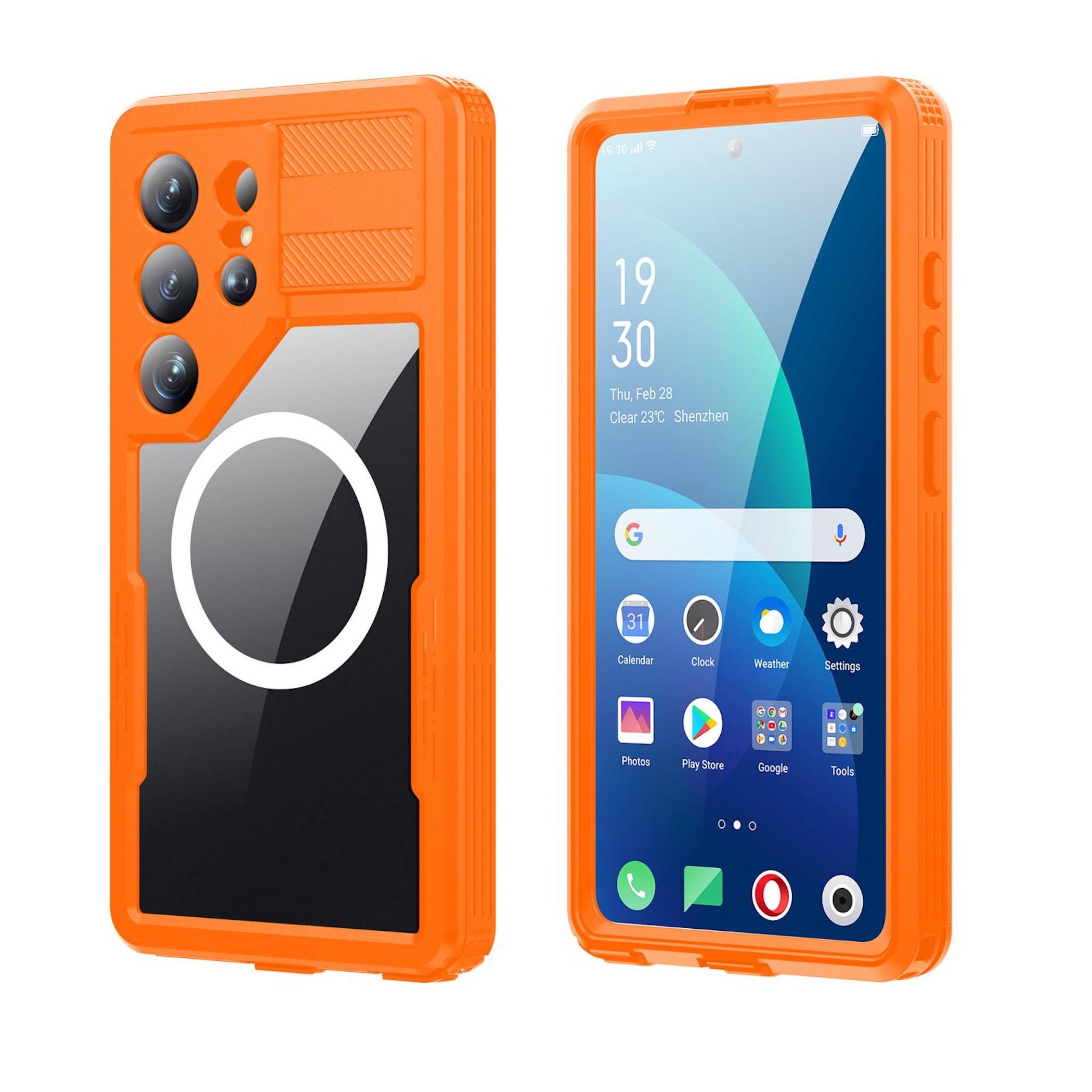 Handy Hülle Magsafe Wasserdicht für Samsung Galaxy S26 Ultra 5G 360 Grad Orange-0