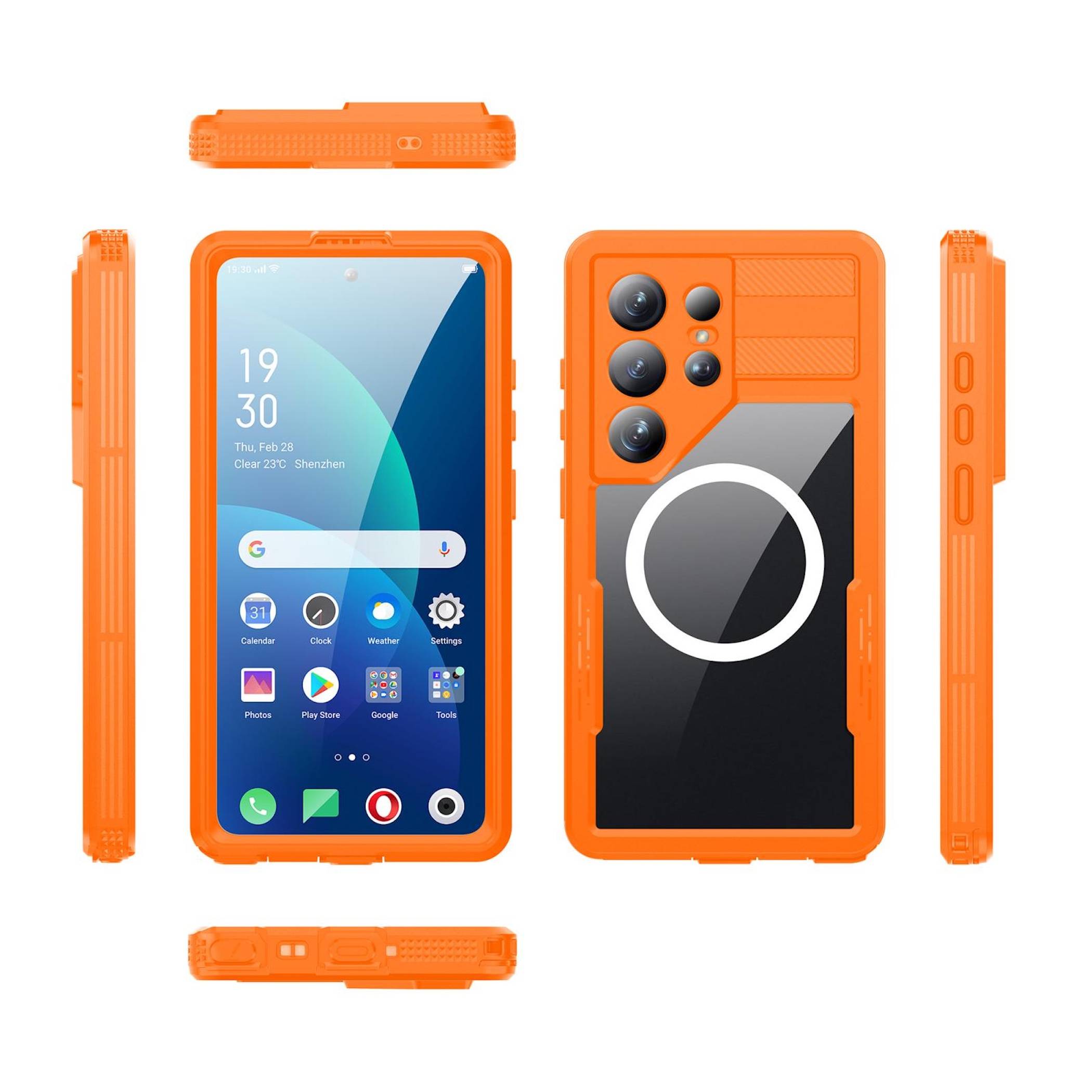 Handy Hülle Magsafe Wasserdicht für Samsung Galaxy S26 Ultra 5G 360 Grad Orange-1