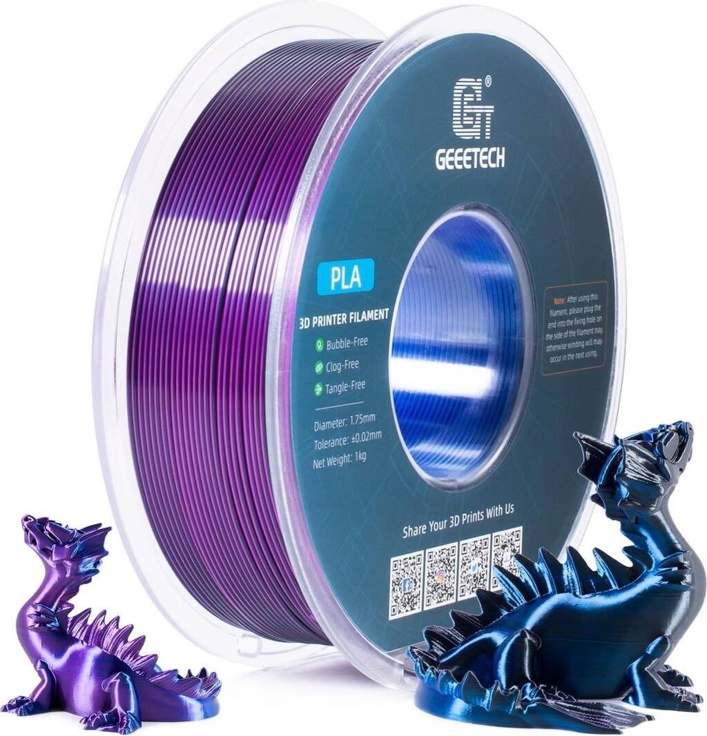GEEETECH PLA Silk Tri-Color Blue+Purple+Black, 1,75 mm / 1000 g-0