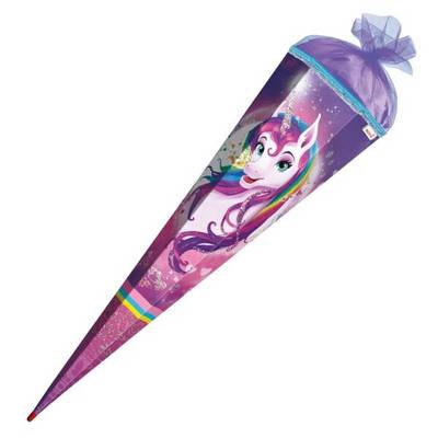 Schultüte Einhornportrait - sechseckig 85 cm mit Glitzer-0