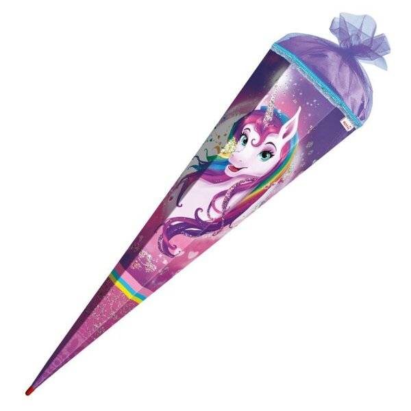 Schultüte Einhornportrait - sechseckig 85 cm mit Glitzer