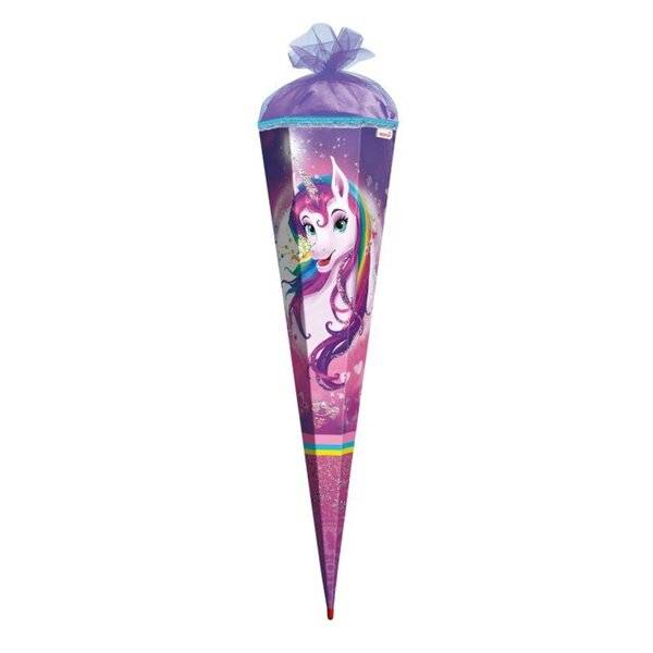 Schultüte Einhornportrait - sechseckig 85 cm mit Glitzer-1
