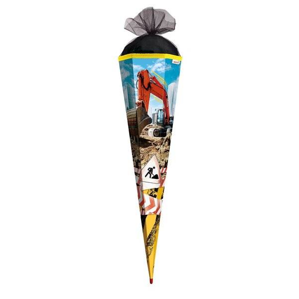 Schultüte Achtung Bagger - sechseckig 85 cm-1