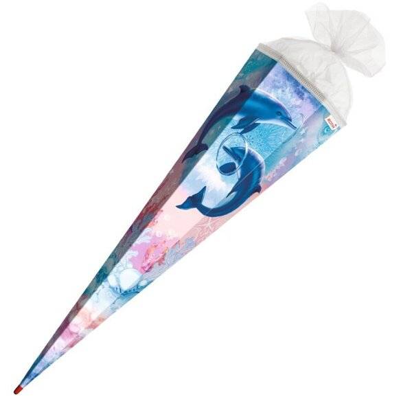 Schultüte Delfine - sechseckig 85 cm-0