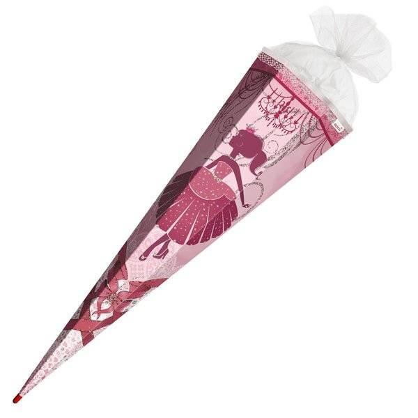Schultüte Ballerina - sechseckig 85 cm mit Glitzer