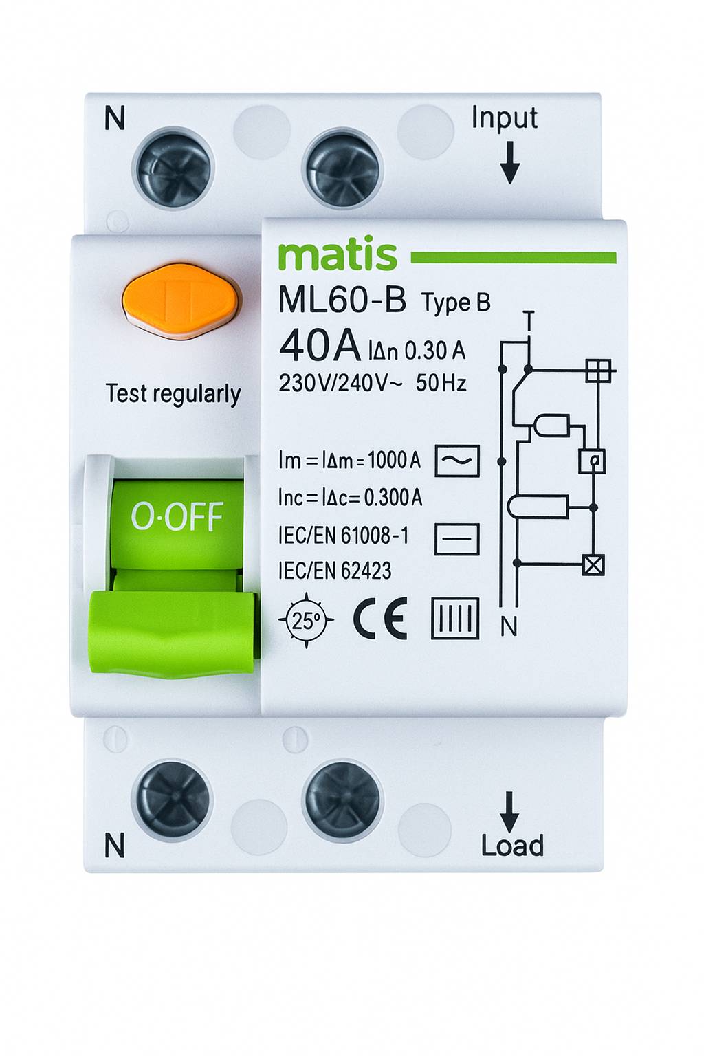 Matismart FI Schutzschalter Typ B allstromsensitiv 300mA/40A 2-Pol Intertek-0