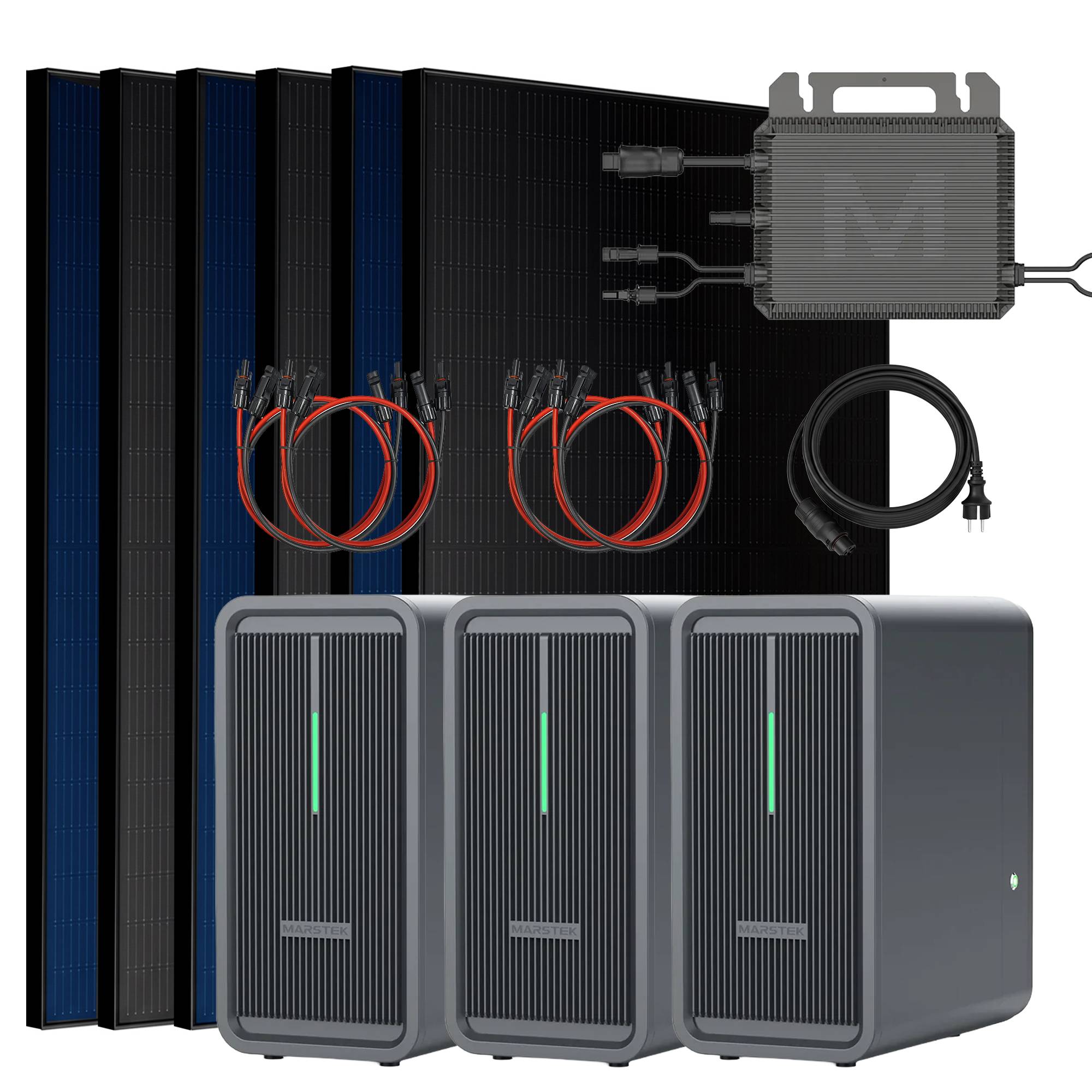 Balkonkraftwerk 3000 / 800 Watt mit Marstek B2500-D 6.72 kWh Solarspeicher, BIFAZIAL FULLBLACK komplett Steckdose-0