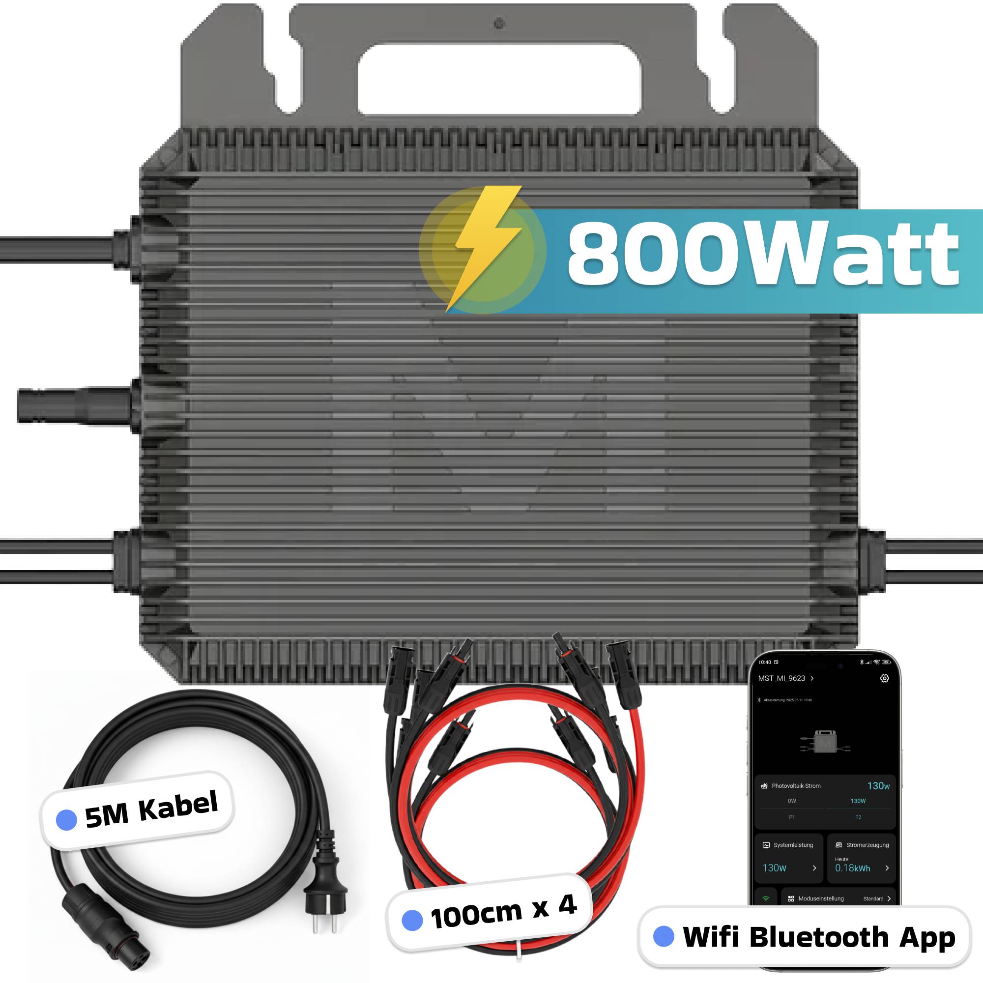 Balkonkraftwerk 2000 / 800 Watt mit Marstek B2500-D 4.48 kWh Solarspeicher, BIFAZIAL FULLBLACK komplett Steckdose-4