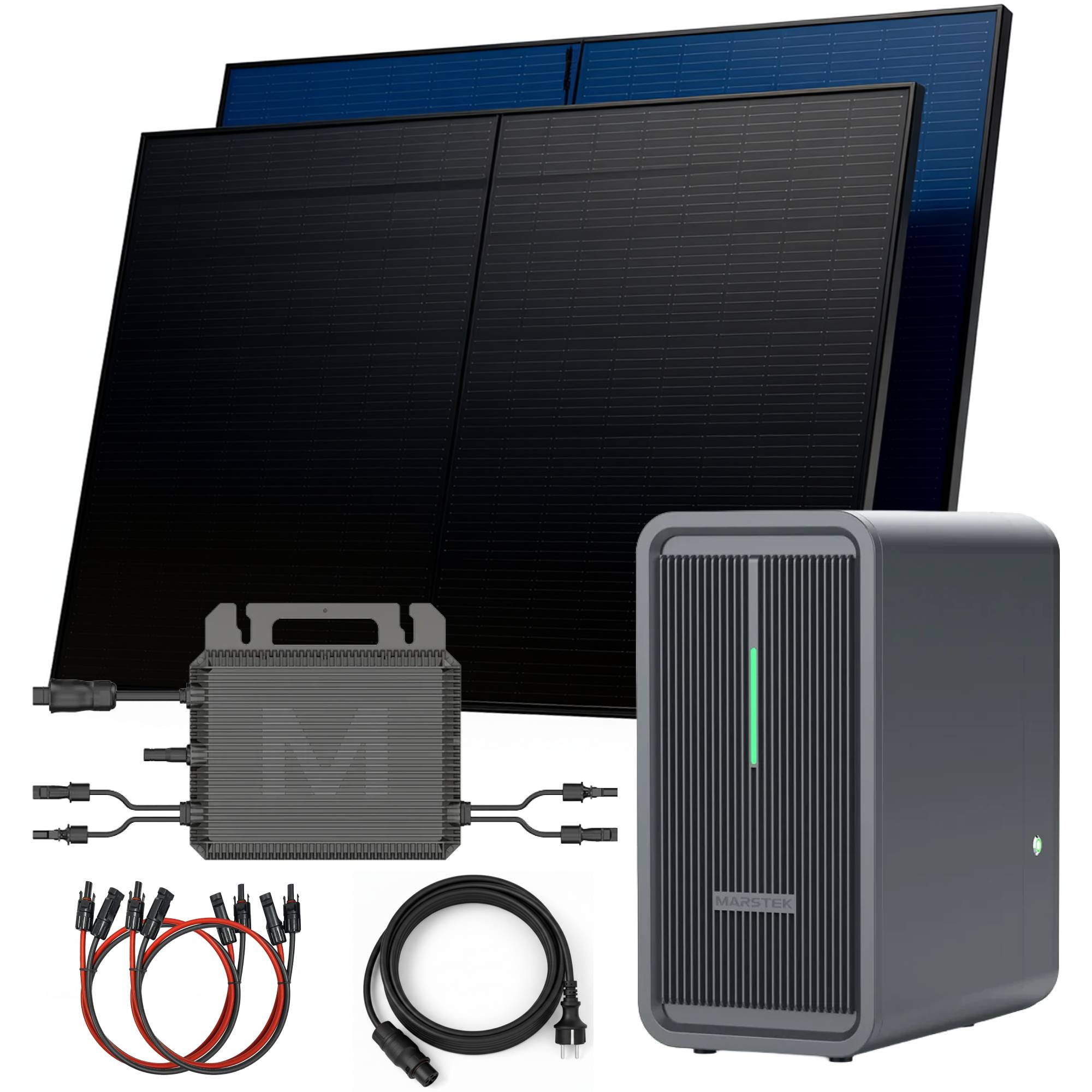 Balkonkraftwerk 1000 / 800 Watt mit Marstek B2500-D 2.24 kWh Solarspeicher, BIFAZIAL FULLBLACK komplett Steckdose-0