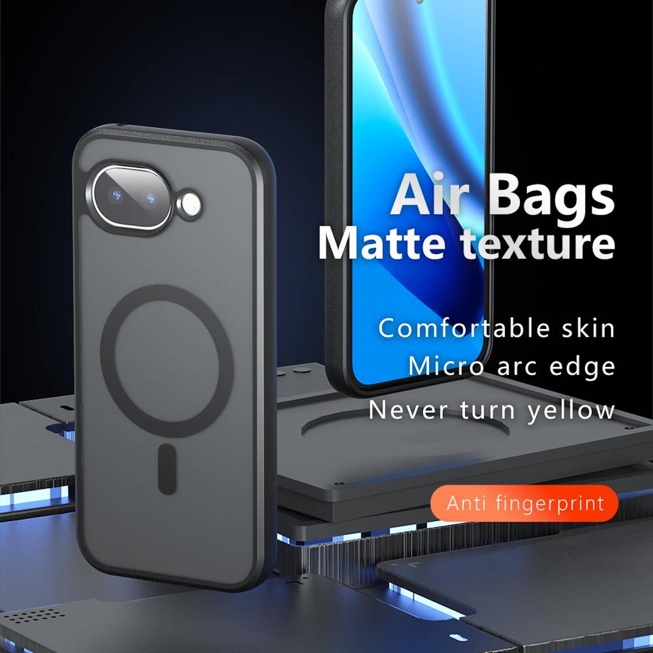MagSafe Handy Hülle für Google Pixel 10a Schwarz Silikon Acryl Kunststoff-1
