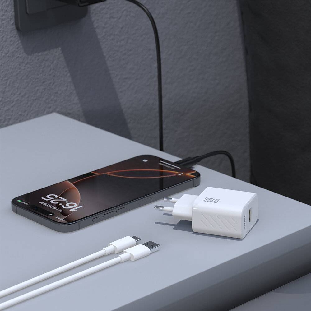 Symbolbild für Dudao A27STEU 25W GaN USB-A Wandladegerät mit USB-A- und USB-C-Kabel – Schwarz