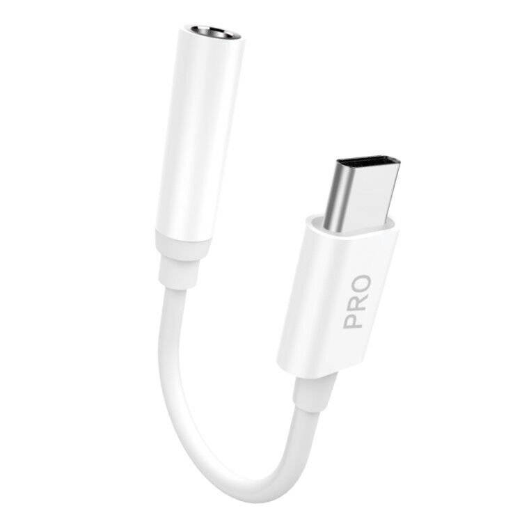 Dudao Audio-Adapter Kopfhörer-Adapter von USB Typ C auf Mini-Klinke 3,5 mm weiß (L16CPro weiß)