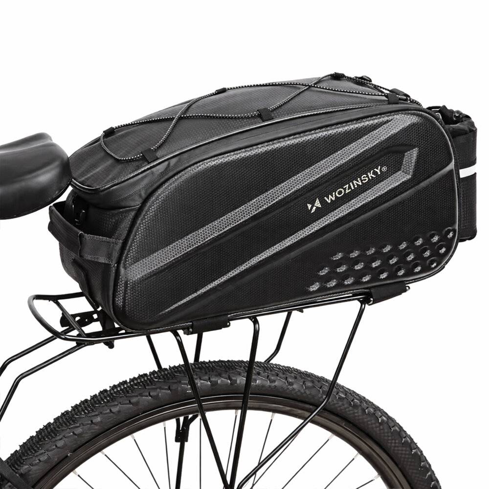 Wozinsky Fahrradgepäckträgertasche mit langem Gurt und erweiterbaren Seitentaschen – Schwarz-0