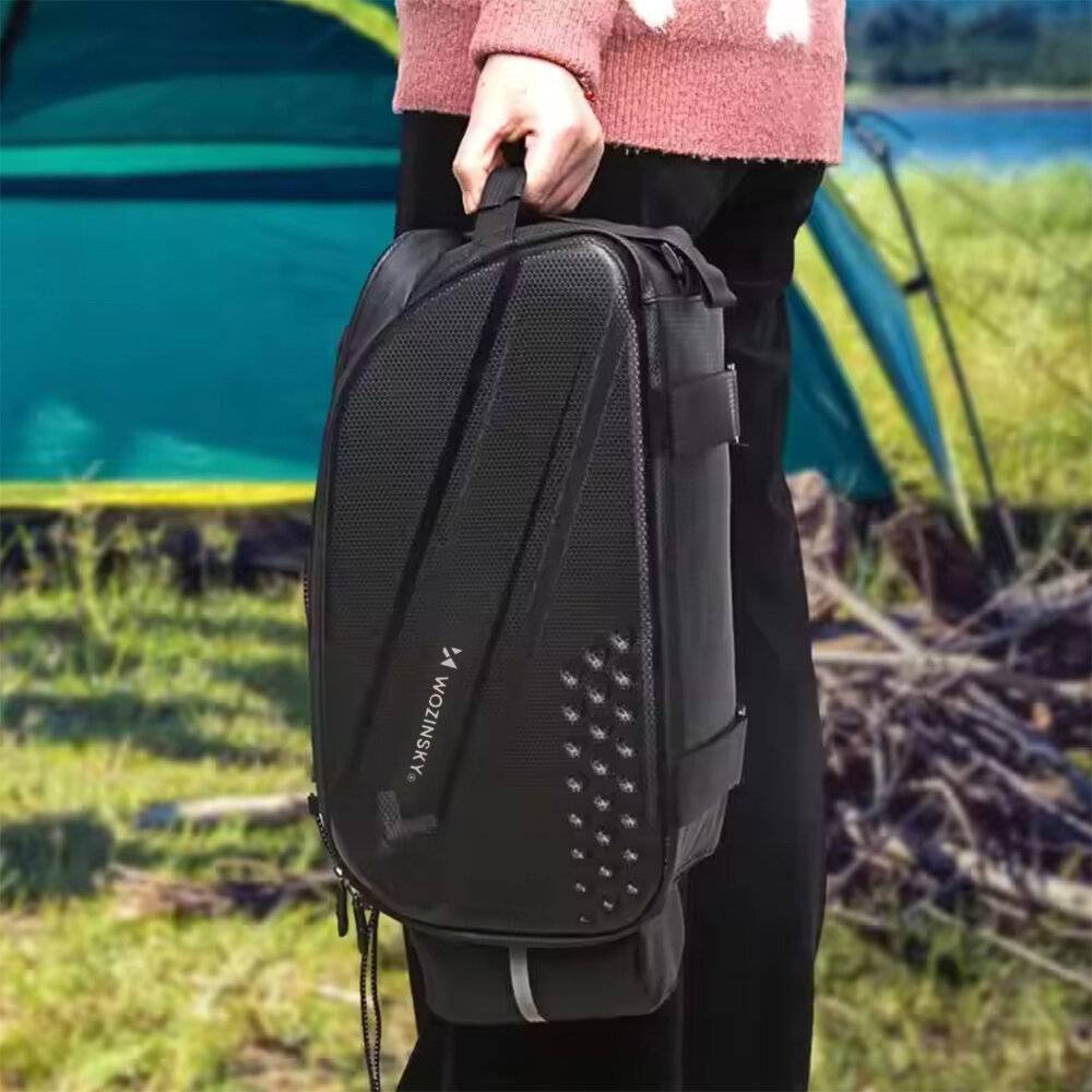 Wozinsky Fahrradgepäckträgertasche mit langem Gurt und erweiterbaren Seitentaschen – Schwarz-3