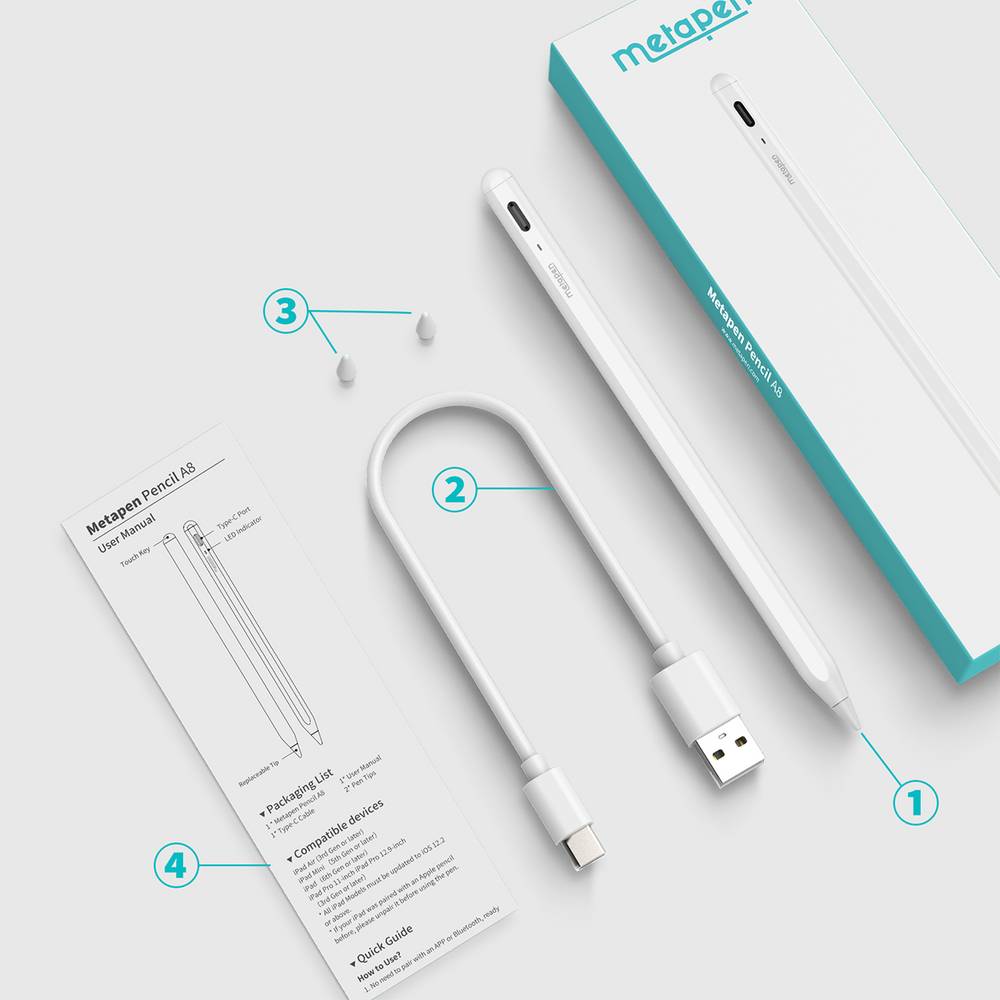 Metapen Pencil A8 für iPad – Weiß-1