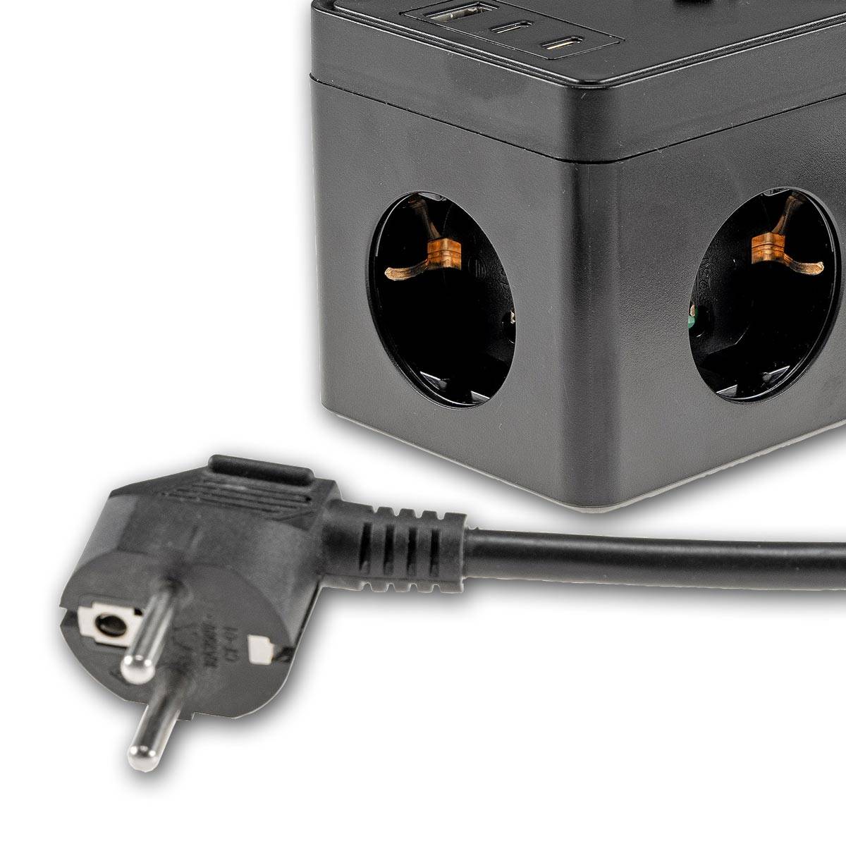 ChiliTec - Steckdosen-Würfel 3-fach mit USB-A&C & Schalter sw-2