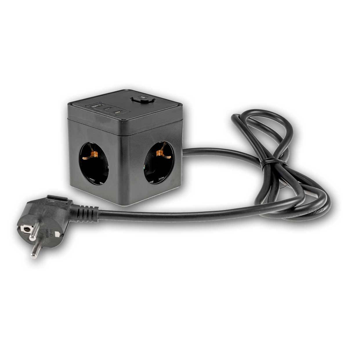 ChiliTec - Steckdosen-Würfel 3-fach mit USB-A&C & Schalter sw-0