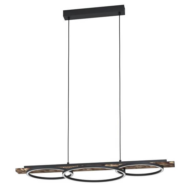 Eglo Pendelleuchte Boyal Holz Schwarz, Rostig 40.5W 3600lm - 830 Warmweiß | Dimmbar