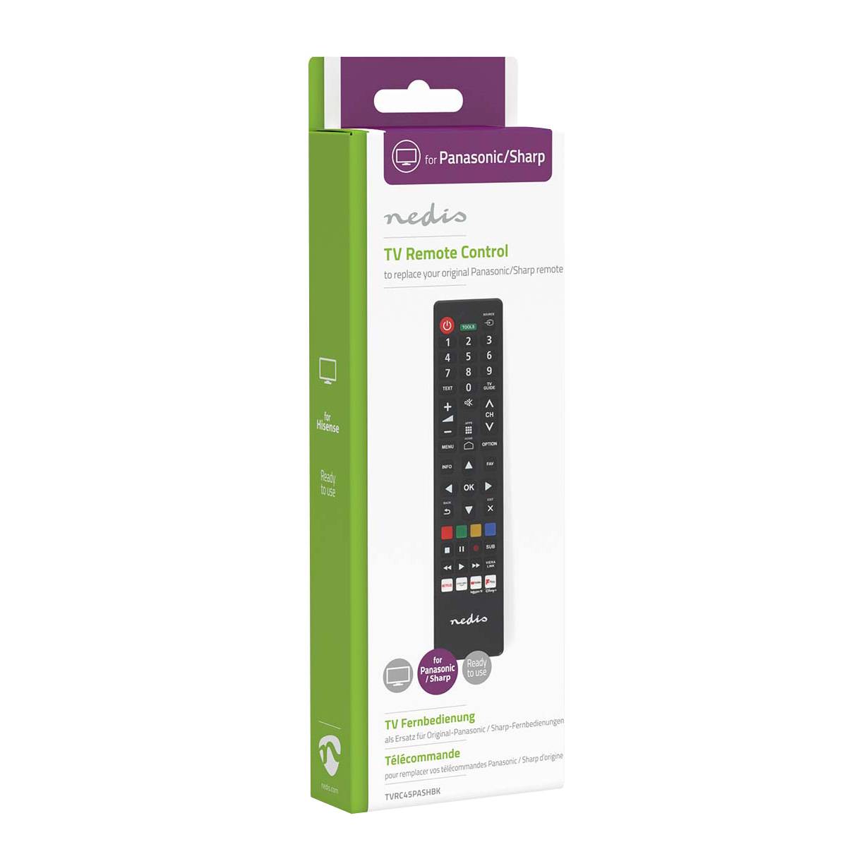 Nedis Ersatz Fernbedienung TVRC45PASHBK-4