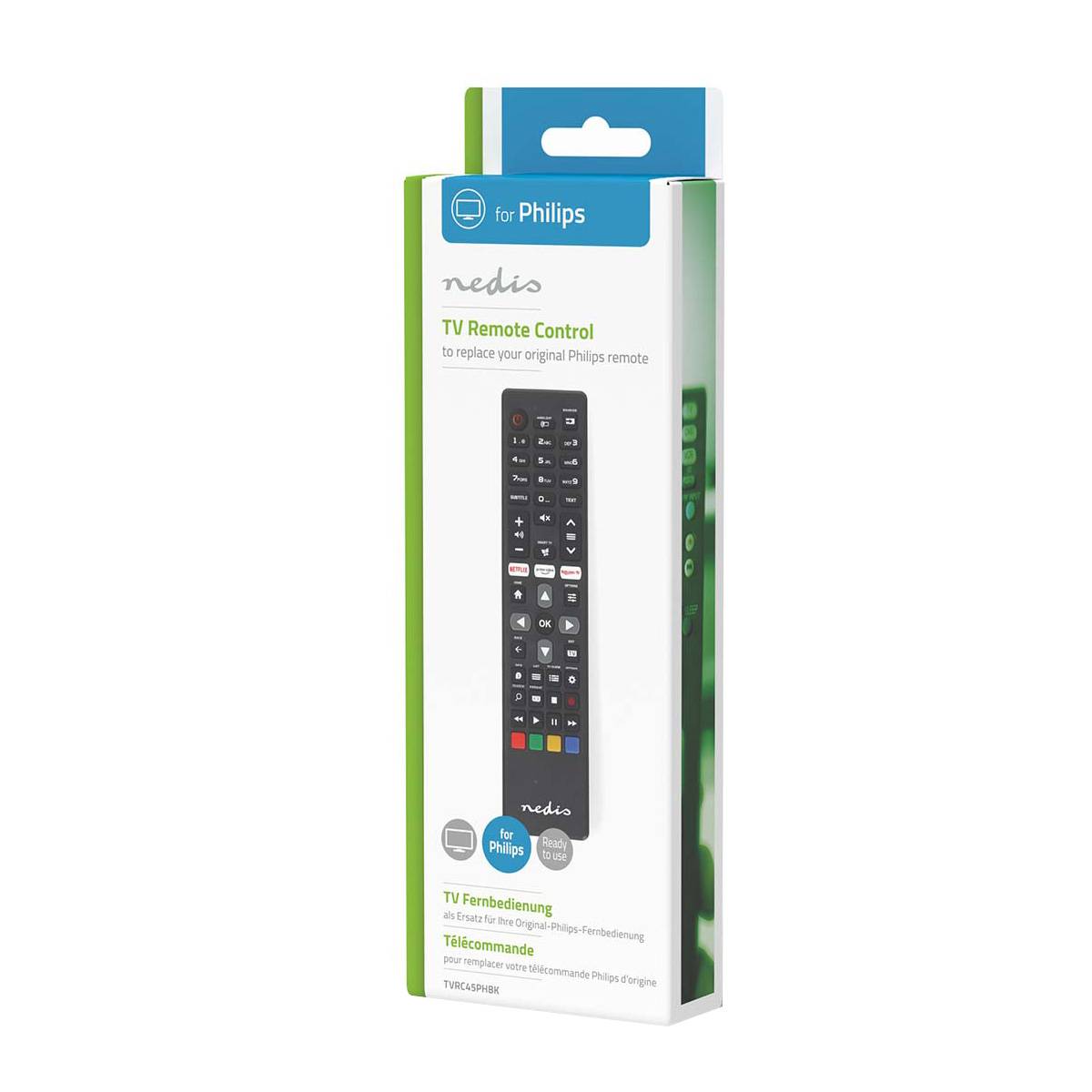 Nedis Ersatz Fernbedienung TVRC45PHBK-4