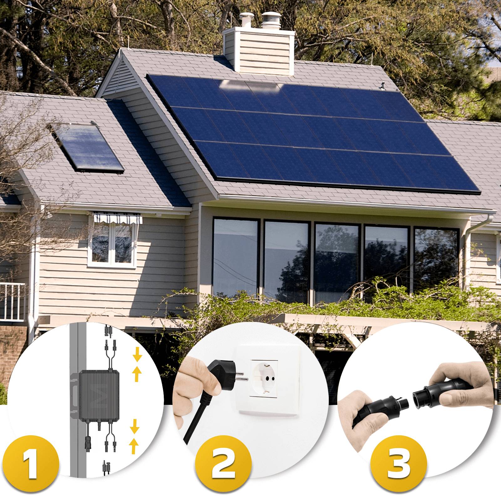 1000W Balkonkraftwerk BIFAZIAL FULLBLACK komplett Steckdose MARSTEK 800W Wechselrichter, Solaranlage 2x500W Glas-Glas-4