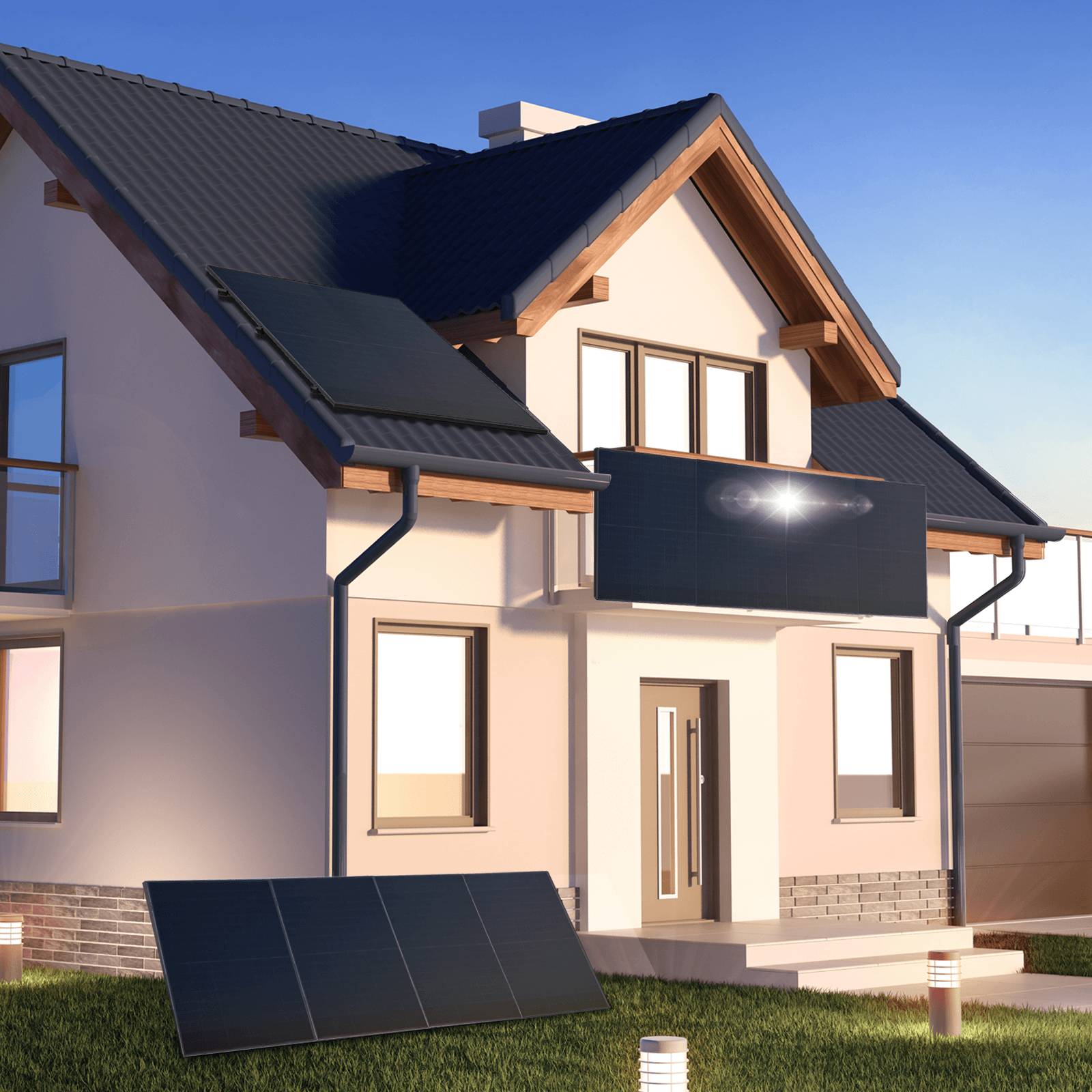 Balkonkraftwerk 920 / 800 Watt mit TSUN DCU2000Lite 2.01 kWh Solarspeicher, BIFAZIAL FULLBLACK komplett Steckdose-5