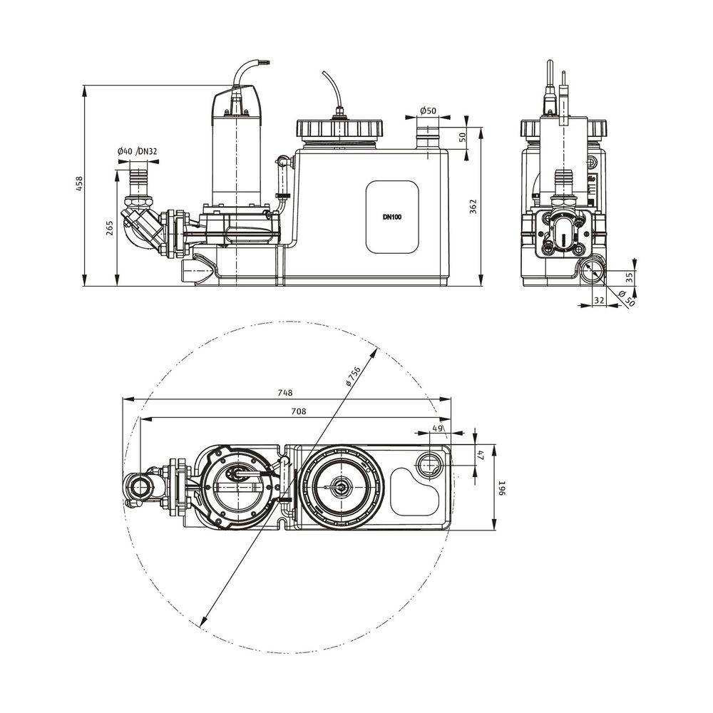 Wilo Abwasser-Hebeanlage DrainLift SANI CUT-S.20T/1, 400 V, 1 Stk.-1