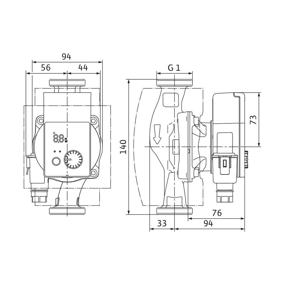Wilo Yonos PICO-Z Nassläufer-Hocheffizienzpumpe 15/0,5-4-140, 15W, 230V, G 1", PN 10-1
