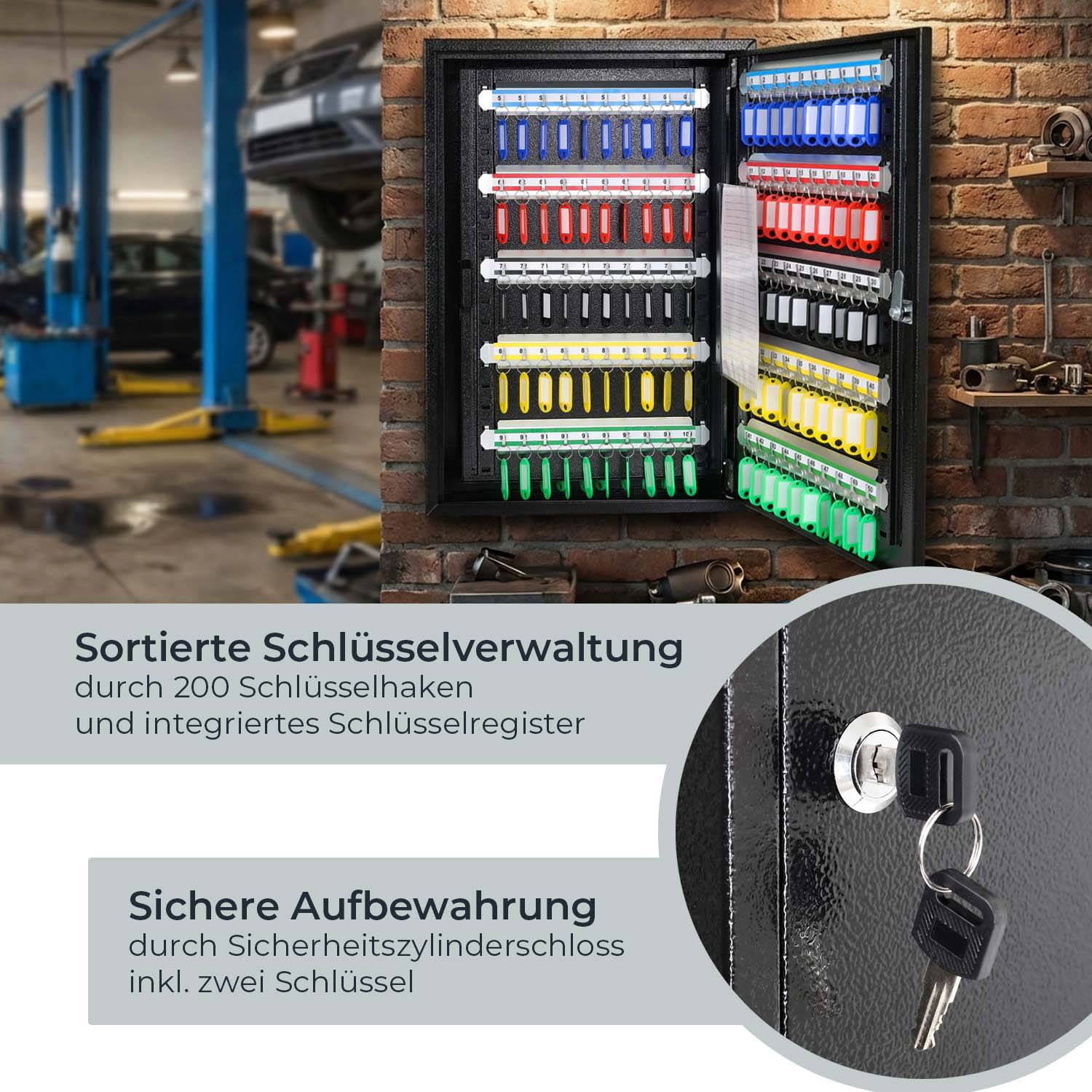 HMF Schlüsselkasten mit 200 Haken in Schwarz-1