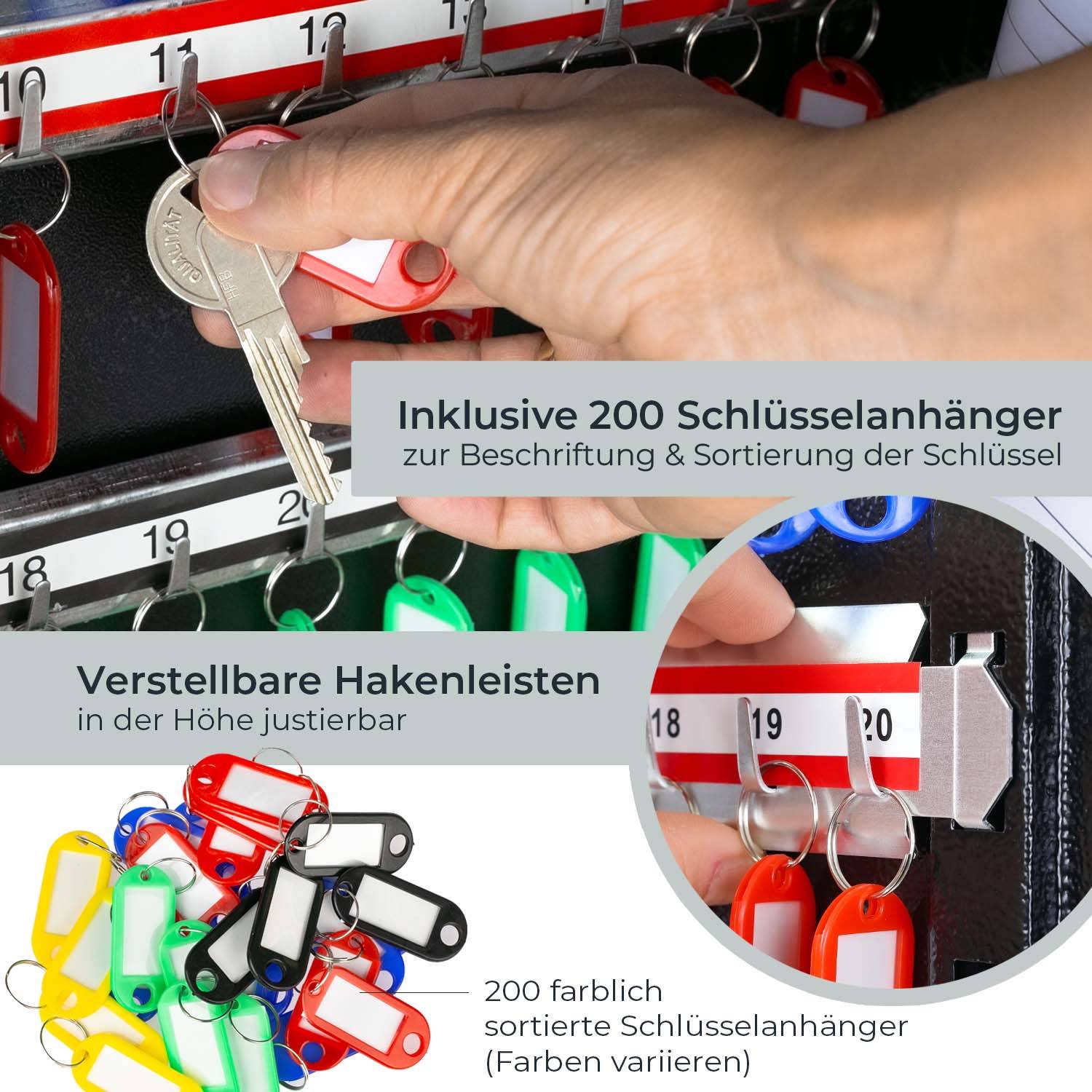 HMF Schlüsselkasten mit 200 Haken in Schwarz-2