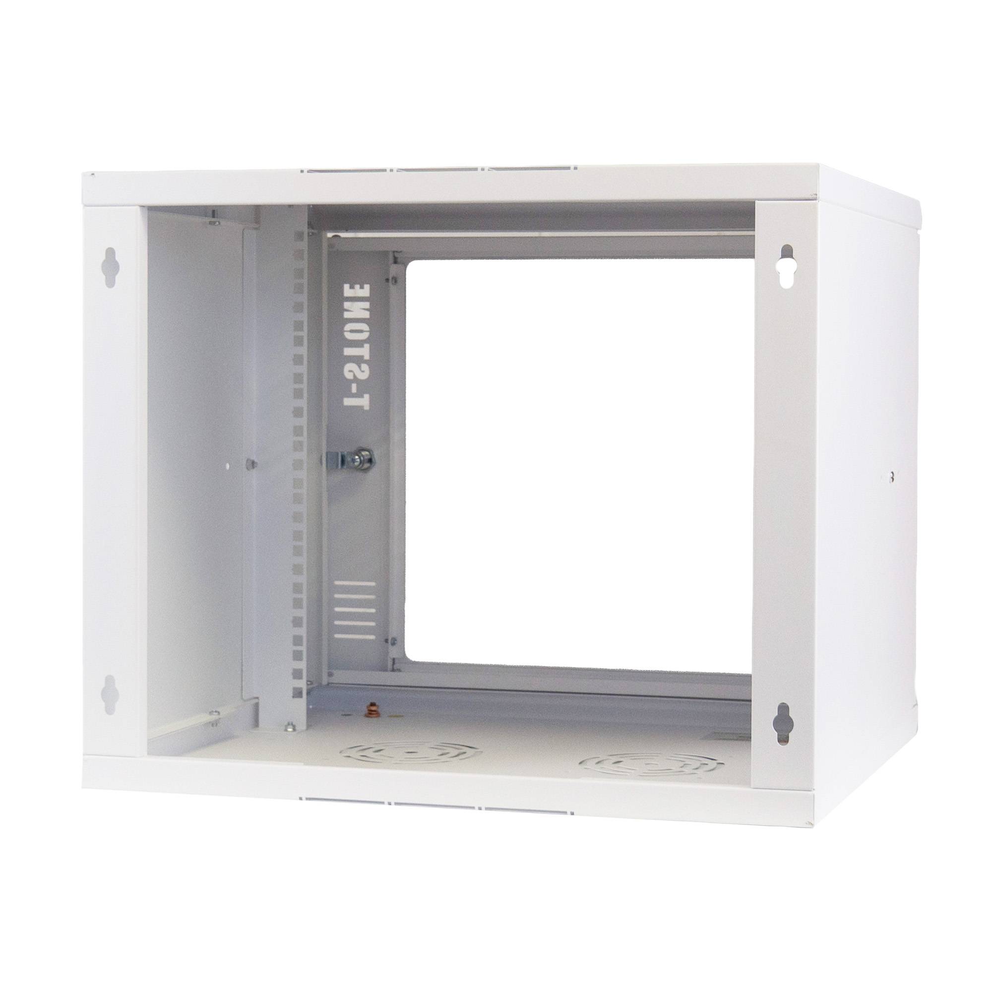 19 Zoll Netzwerkschrank 9 HE - 450 mm Tiefe - Sichttür + Schloss 19 Zoll Rack Unmontiert - 80 kg Traglast - RAL 9003-2